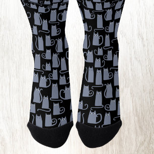 Fun Blue Gray Cat Socken