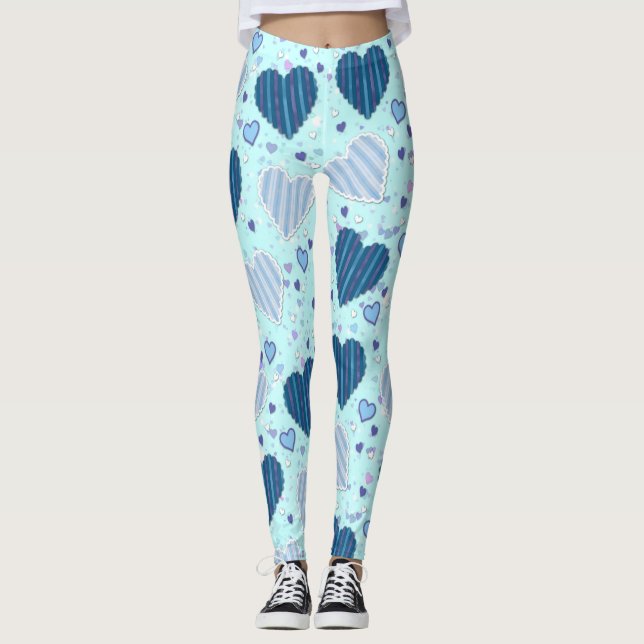 Fun Blue Hearts Leggings (Vorderseite)