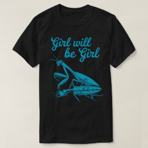 Fun Blue Mantis Illustration mit Whimsical Text T-Shirt