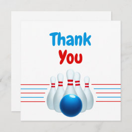 Fun Blue & Red Bowling Kinder 6. Geburtstag Dankeskarte