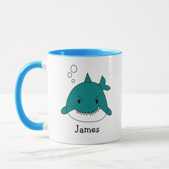 Fun Blue Shark Personalisiert Tasse (Links)