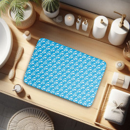 Fun Blue White Minimalistisch Splash Muster Badematte