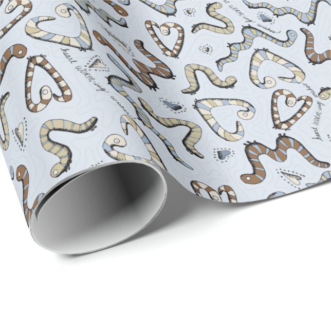 Fun Blue Worms Kindergeburtstag Geschenkpapier (Rolleneckpunkt)