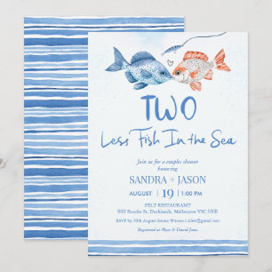 Fun Blue Zwei weniger Fish Sea Bridal Paare Dusche Einladung