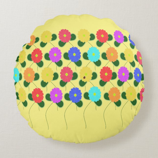 Fun-Blume Rundes Kissen (Vorderseite)