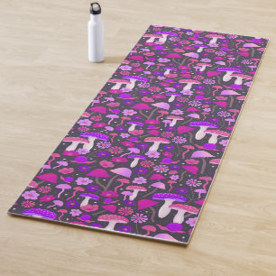 Fun Blumen Pilze Rosa, Lila und schwarz Yogamatte