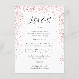 Fun Blush Pink Parties scintillant Menu Occasion s