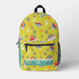 Fun Boat Green Print Cut Nähtasche Bedruckter Rucksack