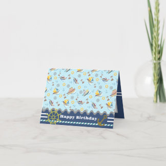 Fun Boats Blue. Carte d'anniversaire
