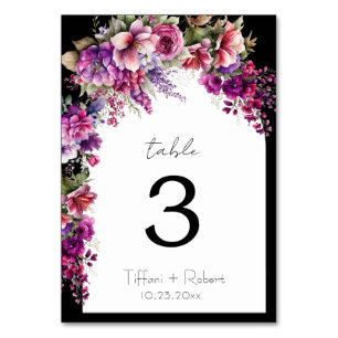 Fun Boho Chic Floral Arch Brautparty Tischnummer
