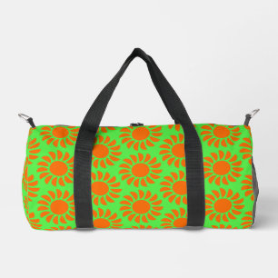 Fun Boho Lime Green & Orange Summer Pattern Duffle Bag