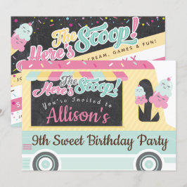 Fun Bold Ice Cream Truck Geburtstagsparty Einladun Einladung