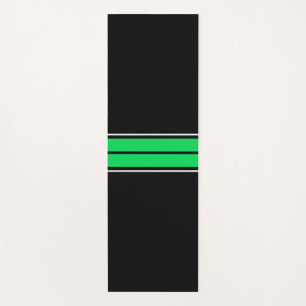 Fun Bold Sporty Bright Green Black Racing Streifen Yogamatte