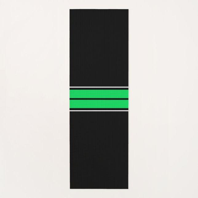 Fun Bold Sporty Bright Green Black Racing Streifen Yogamatte (Vorderseite)