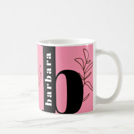 Fun Bold Typografy Monogram Line Art Pink Kaffee Kaffeetasse