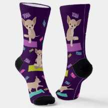 Fun, Bold und Bright Yoga Chihuahua Crew Socks