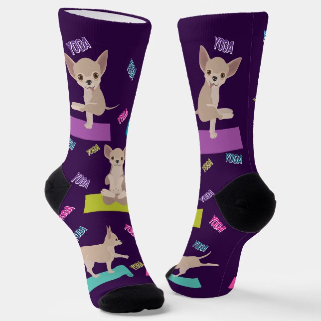 Fun, Bold und Bright Yoga Chihuahua Crew Socks Socken (Gewinkelt)