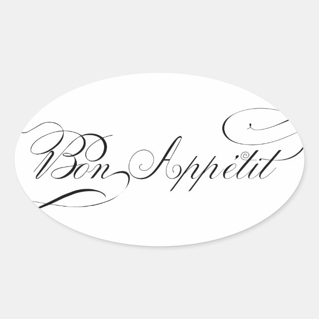 Fun Bon Appetit Extravagant Cursive Script für Fei Ovaler Aufkleber (Vorderseite)