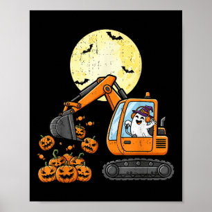 Fun Boo Driving Gravator Pumpkin Funny Halloween Poster
