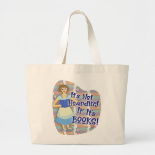 Fun Book Hoarder Housefrau Retro Kitsch Jumbo Stoffbeutel