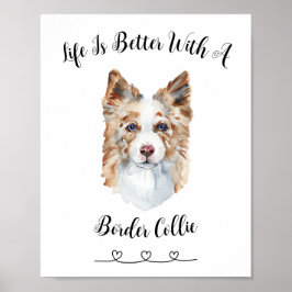 Fun Border Collie Aquarelle Mur Art Poster
