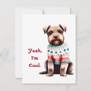 Fun Border Terrier dans Ugly Sweet carte de Noël
