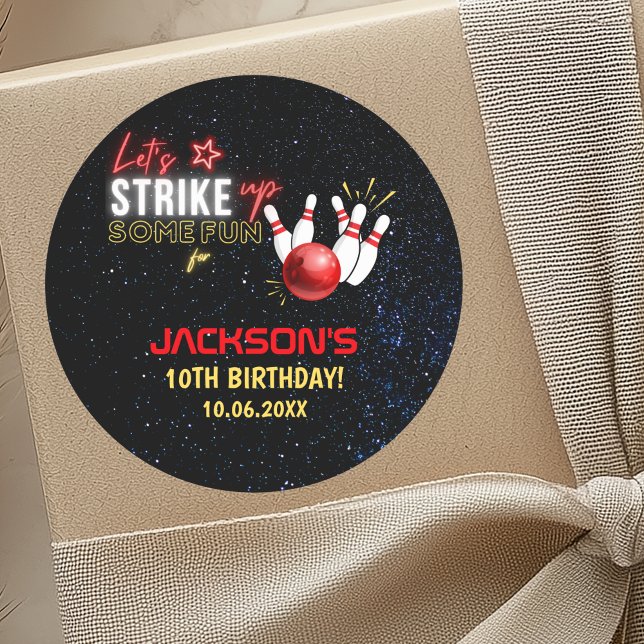 Fun Bowling party for Kids Runder Aufkleber (Von Creator hochgeladen)