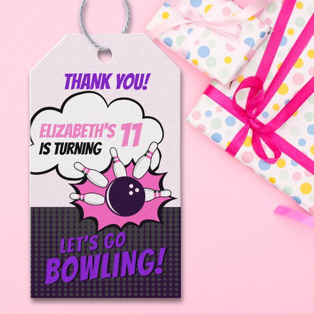Fun Bowling-Style Birthday Girls Geschenkanhänger (Von Creator hochgeladen)