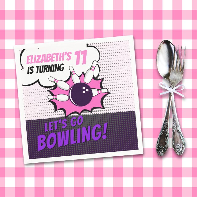 Fun Bowling-Style Birthday Girls Serviette (Von Creator hochgeladen)