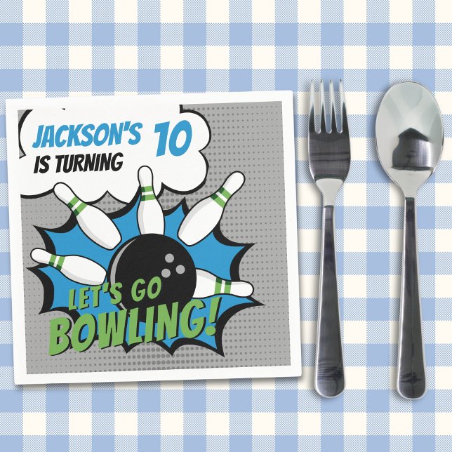 Fun Bowling-Style Birthday Kids Serviette (Von Creator hochgeladen)