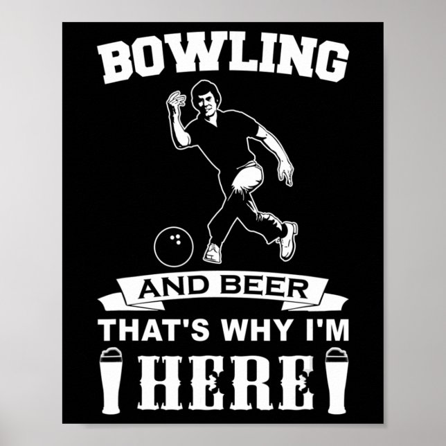 Fun Bowling Team Vater Geschenk Bowling und Bier Poster (Vorne)