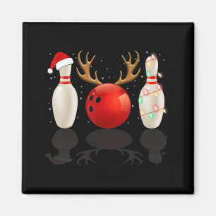Fun Bowling Weihnachten Weihnachtsmannmütze Weihna Magnet