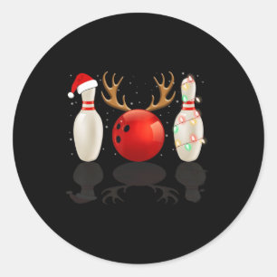 Fun Bowling Weihnachten Weihnachtsmannmütze Weihna Runder Aufkleber