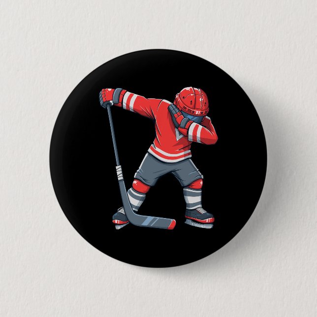 Fun Boy Kid Ice Hockey Dab Apparel Button (Vorderseite)