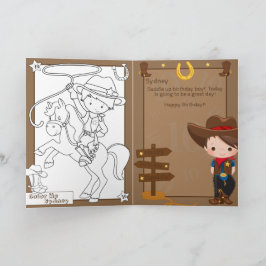 Fun Boys Cowboy Coloring Page Happy Birthday Karte