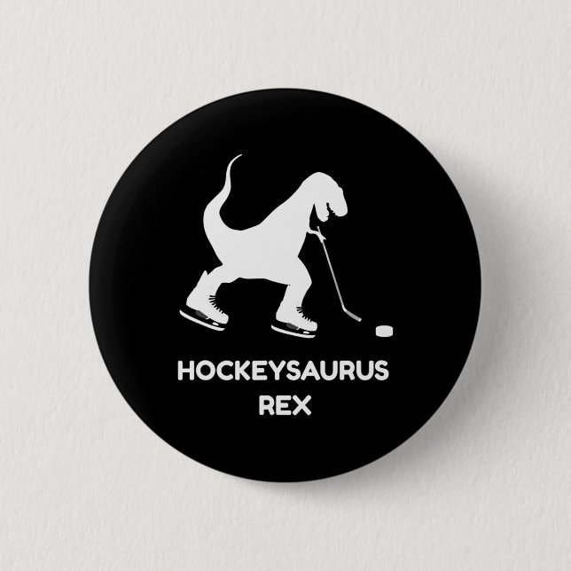 Fun Boys Ice Hockey T Rex Dinosaurier Button (Vorderseite)