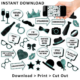 Fun Brautparty Foto Stand Aquamarin druckbare Prop Poster