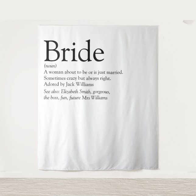 Fun Bride Definition Brautparty Foto Wandteppich (Vorderseite)