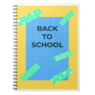 Fun Bright Back to School Grid Design mit Dekorat Notizblock