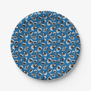 Fun Bright Blue Camouflage/Animal Print Muster Pappteller