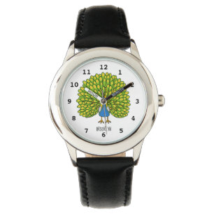 Fun bright bright peacock bird Illustration Armbanduhr