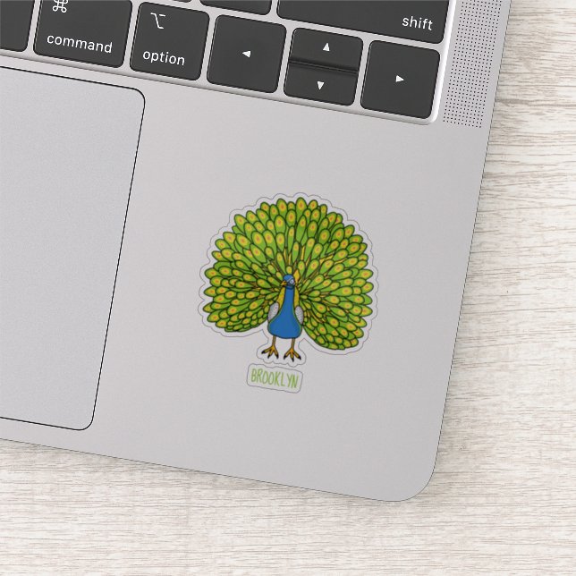 Fun bright bright peacock bird Illustration Aufkleber (Ausschnitt)