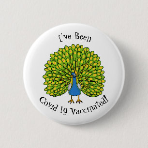 Fun bright bright peacock bird Illustration Button