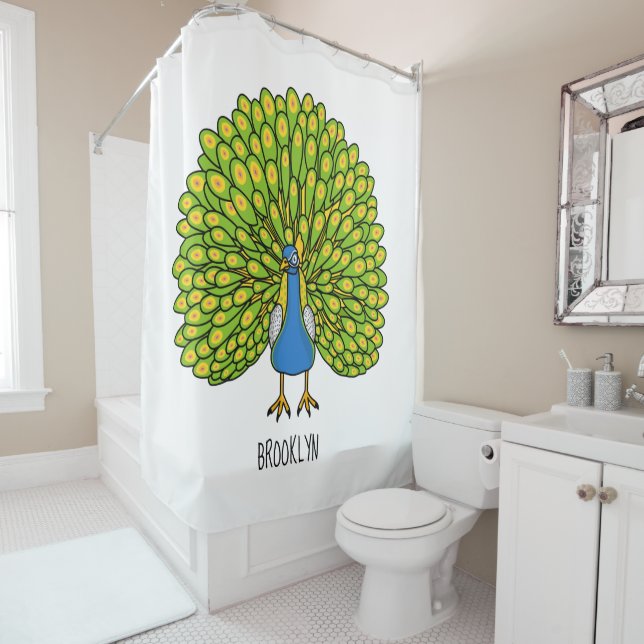 Fun bright bright peacock bird Illustration Duschvorhang (Beispiel)