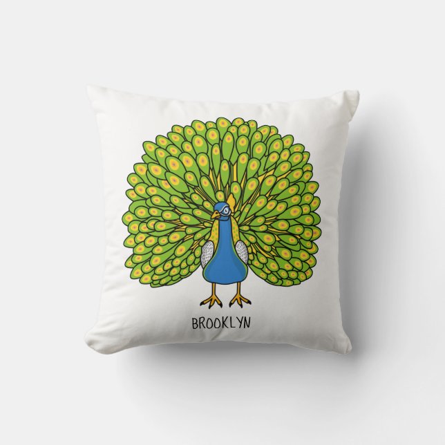 Fun bright bright peacock bird Illustration Kissen (Vorderseite)