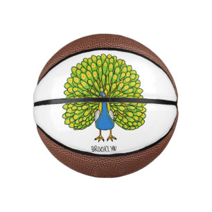 Fun bright bright peacock bird Illustration Mini Basketball