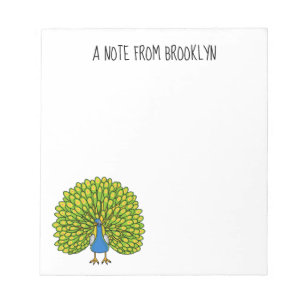 Fun bright bright peacock bird Illustration Notizblock