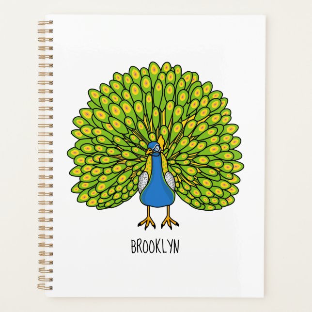 Fun bright bright peacock bird Illustration Planer (Vorderseite)