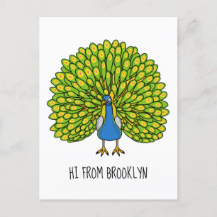 Fun bright bright peacock bird Illustration Postkarte
