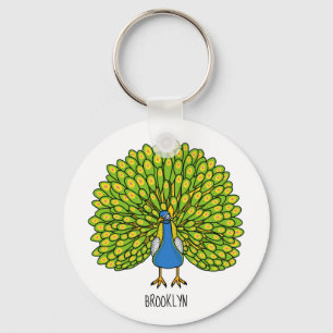 Fun bright bright peacock bird Illustration Schlüsselanhänger